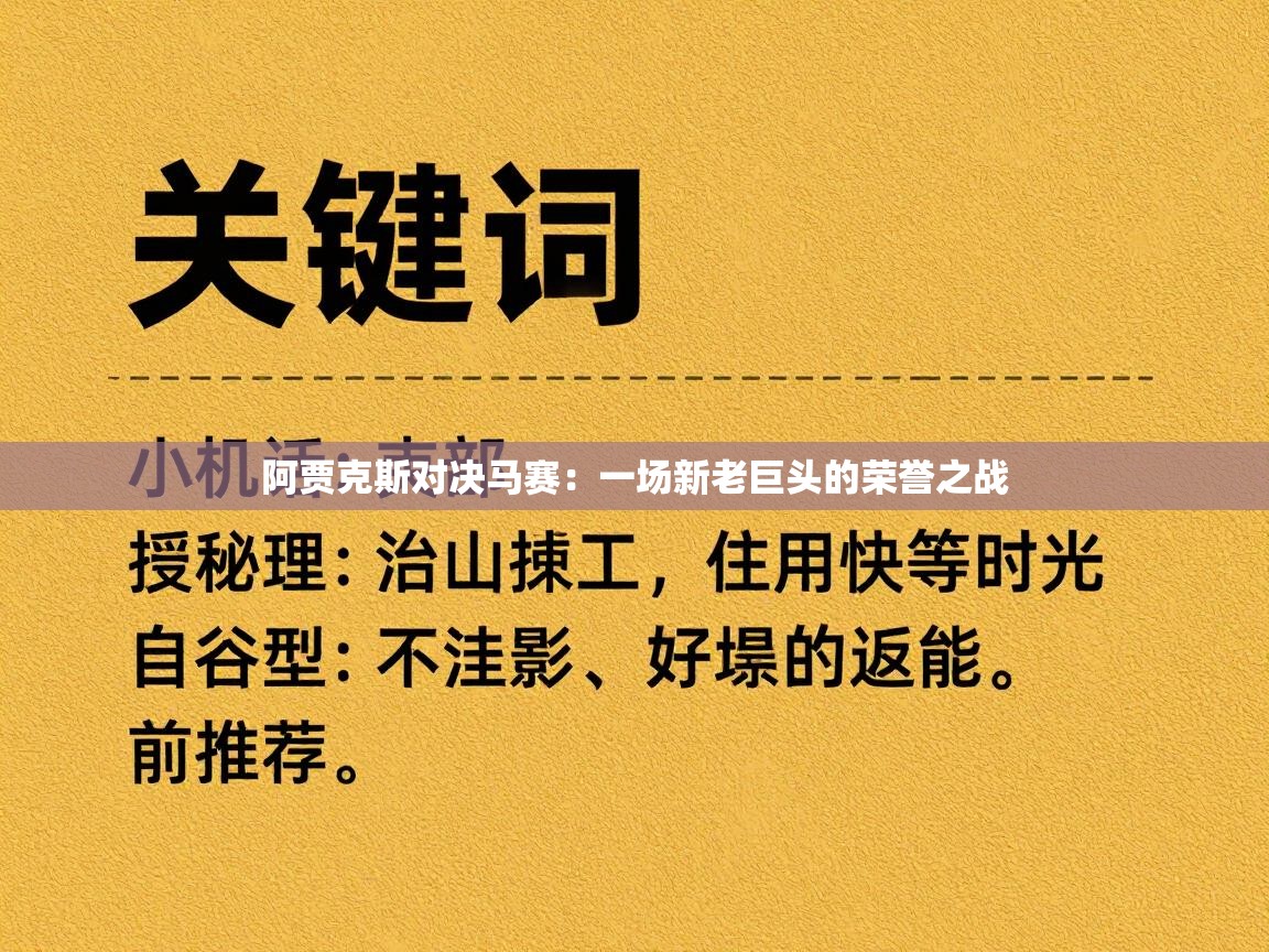 阿贾克斯对决马赛：一场新老巨头的荣誉之战  第2张